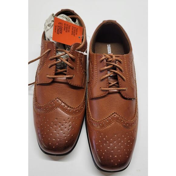 Deer Stags Boy's Ace Formal Dress Shoes Wingtip Brogue Oxford size 3.5